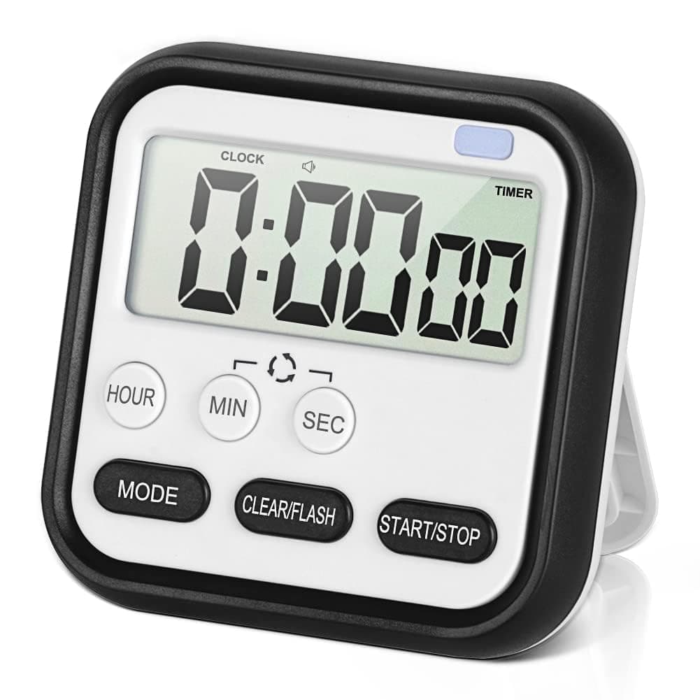 Digital Magnetic Timer with Large LCD Screen, Loud Alarm & Flashing Countdown – Multi-Function Clock for Kitchen, Study & Workouts (Black)