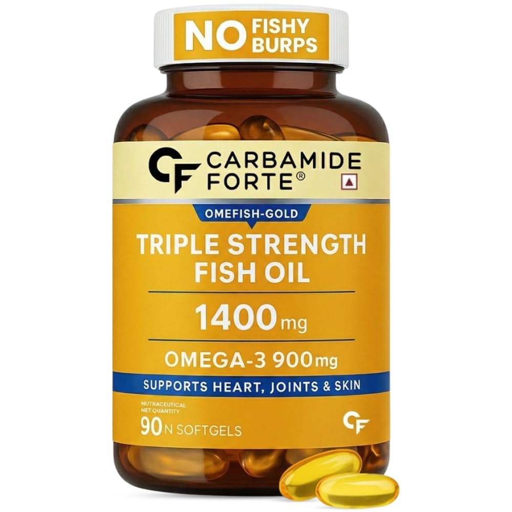 Carbamide Forte Triple Strength Omega 3 Fish Oil Capsules 1400mg | Omega 3 Supplement | Omega3 Fatty Acid Supplement To Support Heart, Joints & Skin - 1400mg | 90 Softgel Capsules