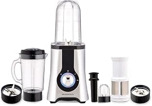 Morphy Richards 4-in-1 BlendMaster Table Blender 400W | Multifunctional: Grind, Crush, Chop & Extract |SS Blades | 4 Jars | 24,000 RPM High-Speed | 2-Speed + Pulse Mode | 2-Yr Warranty【Silver & Black】