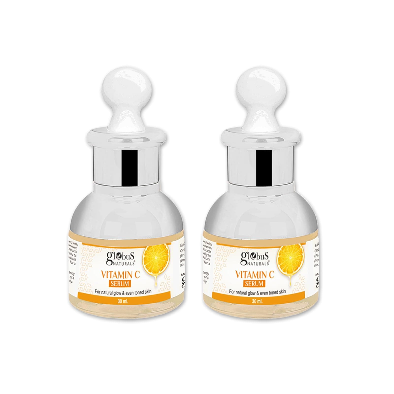 Globus Naturals Vitamin C Face Serum, for Natural Glow & Even Skin Tone, 30 ml (Pack of 2)