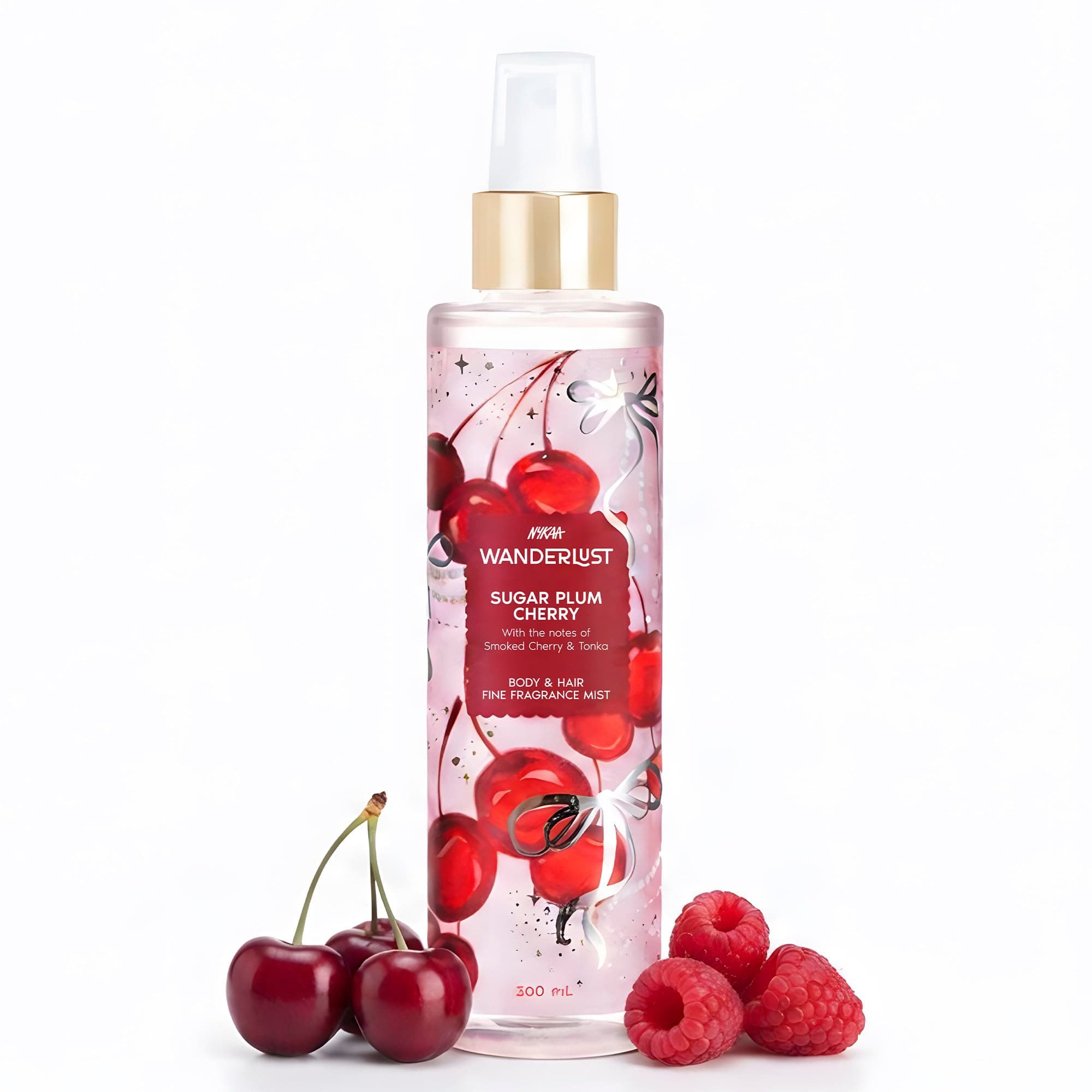 Nykaa Wanderlust Sugar Plum Cherry Body & Hair Fine Fragrance I Perfume Mist for Women – 200 ml I Cherry & Raspberry | Long–Lasting, Travel‐Friendly, Vegan,Paraben‐Free, IFRA Certified