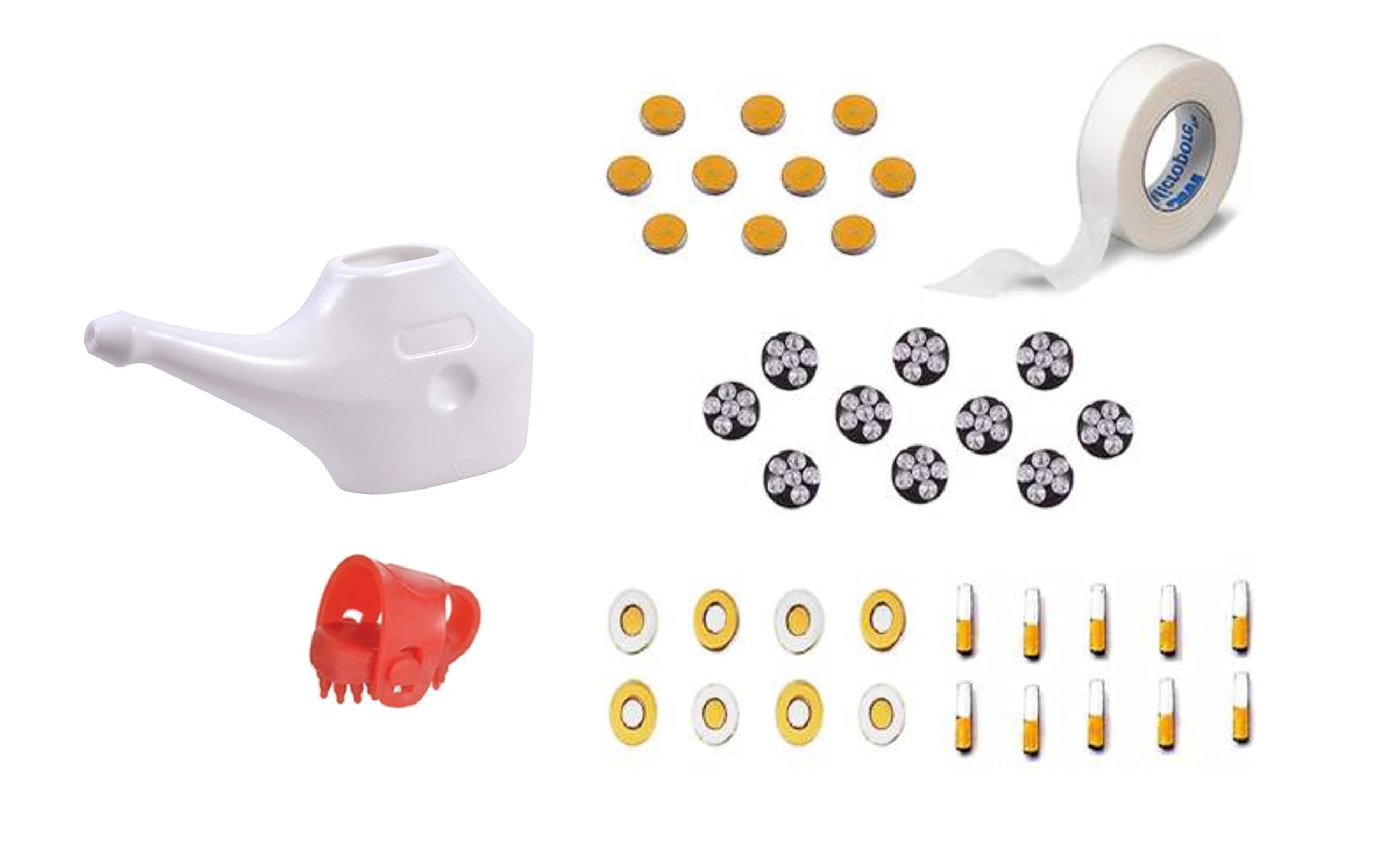 ACP ACUPRESSURE Magnet Combo Set Contain Byol, Bar, Chakra, 5 Star Magnets & Paper Tape Thumb pad jal Neti pot For Stress and Pain Relief body massager