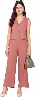Lugo Women Frontopenn Co Ord Set for Women | Sleeveless Button Front Top with Wide Leg Pants | Korean Style Loungewear, Casual, Travel Outfit, Relaxed Fit Daily Wear