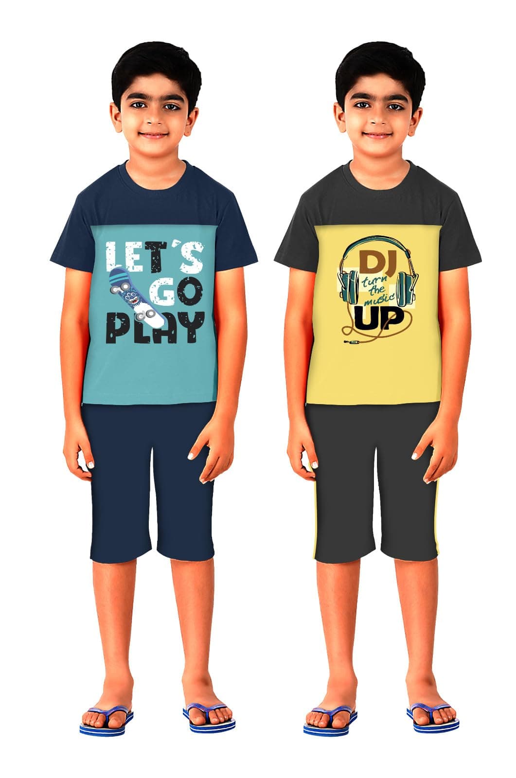 ACTLIVE - Cotton Clothing Sets for Boys - Unisex Clothing sets Half Sleeve T-shirt & Capri
