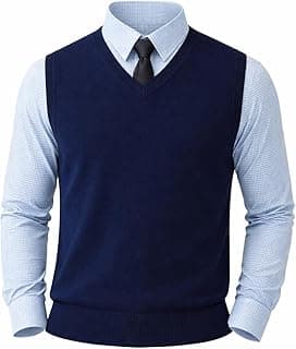 LE ARC Men's V-Neck Sleeveless Sweater for Winter Wear