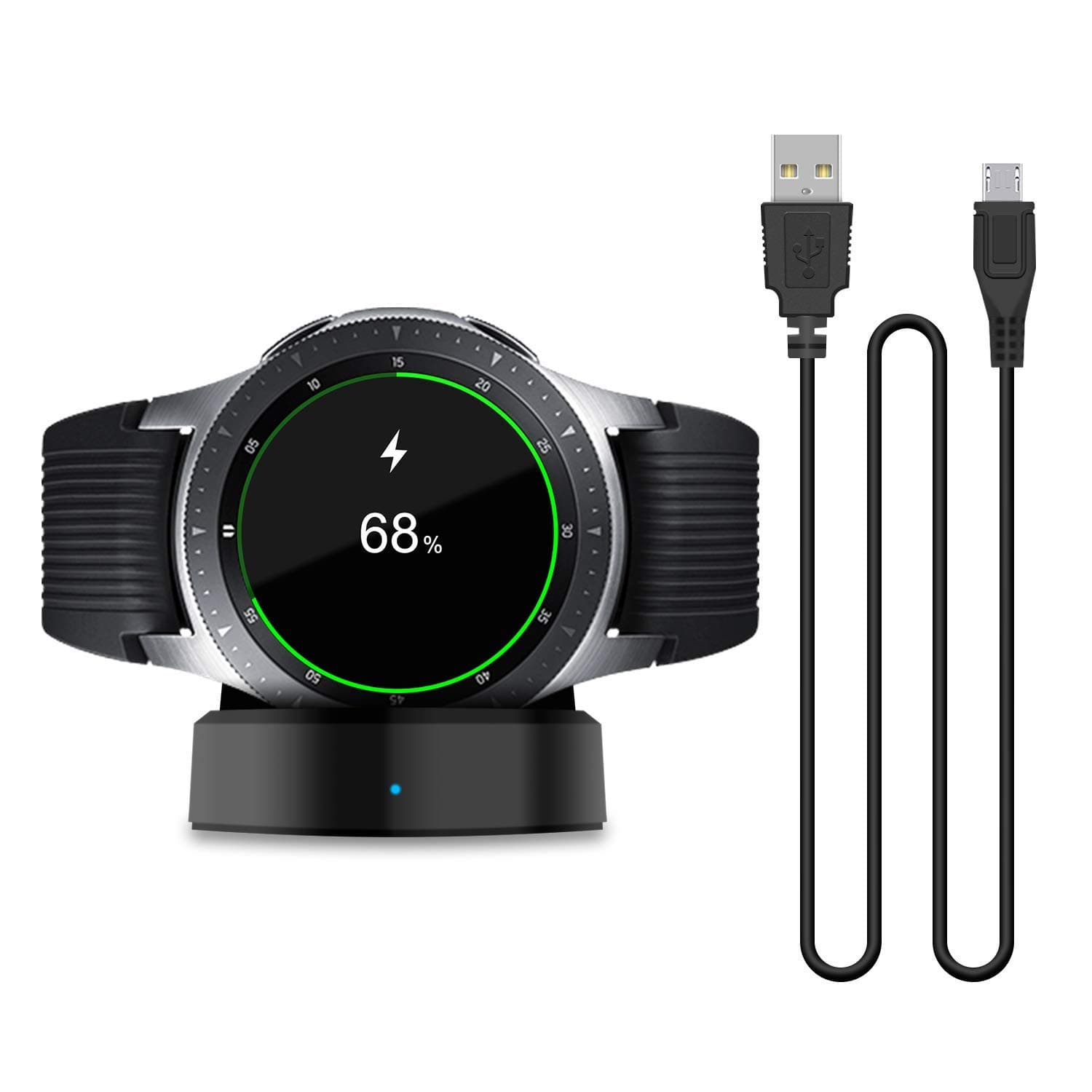 Oboe Smart Watch QI Wireless Fast Charger Charging Dock Cradle Charger with Micro USB Cable for Samsung Galaxy Watch 42MM / 46MM SM-R800, SM-R810, R815 (Black), Small (SK-R800)