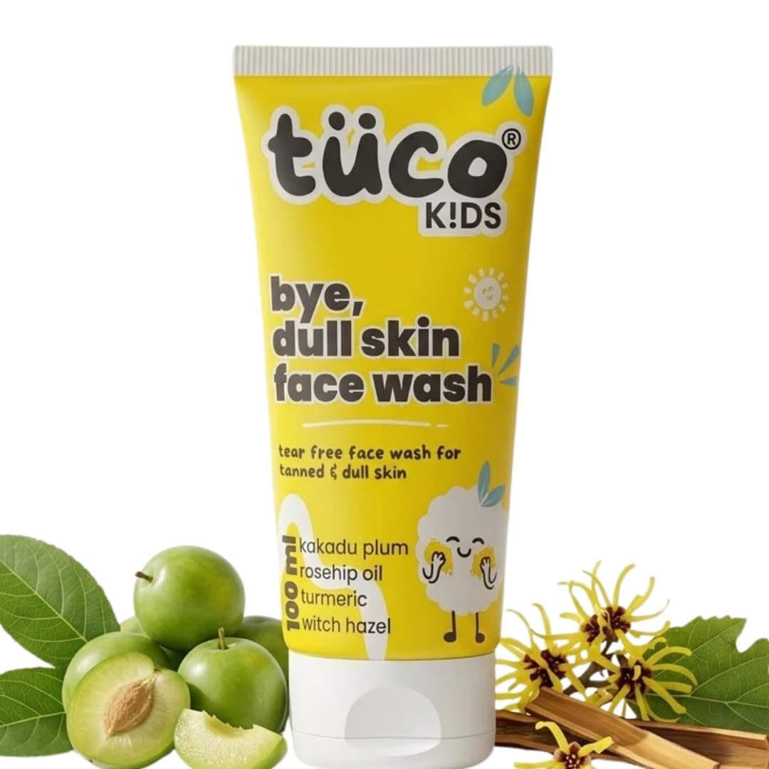 Tuco® Kids Face Wash | Brightens Dull Skin | Turmeric & Kakadu Plum | pH Balanced Tear-Free | Ages 2-5, 4-10, 10-15, 5-10 Years | Paraben & Sulphate Free | 100 g (Pack of 1)