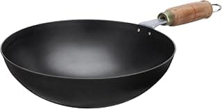 Amazon Brand - Solimo Sheet Metal Iron Iron Wok 24 cm Dia 100% Toxin-Free, Naturally Non-Stick, Long Lasting