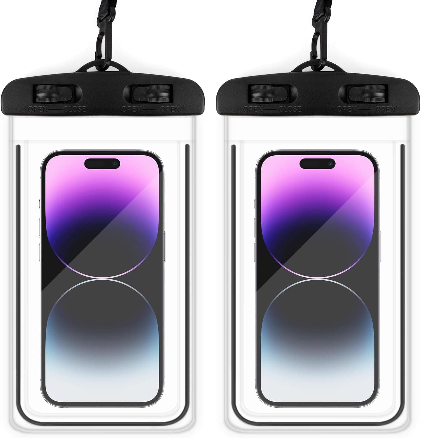 CERLINK (Pack of 2 Waterproof Phone Pouch, Dry Bag with Lanyard,Universal Waterproof Phone Case for iPhone 14 13 12 11 Pro Max XR X XS SE 8 Plus Samsung S23 S22 Ultra S21 S10 S9 up to 7"