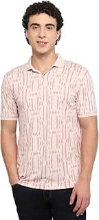 Parx Men Regular Fit Print Pattern Rayon Nylon Spandex Blend Half Sleeve Polo Neck Loungewear T-Shirt