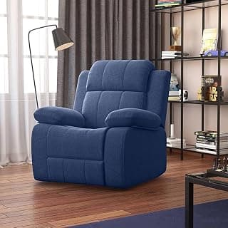 Urban Ladder Griffin Fabric One Seater Manual Recliner in Lapis Blue Fabric Colour