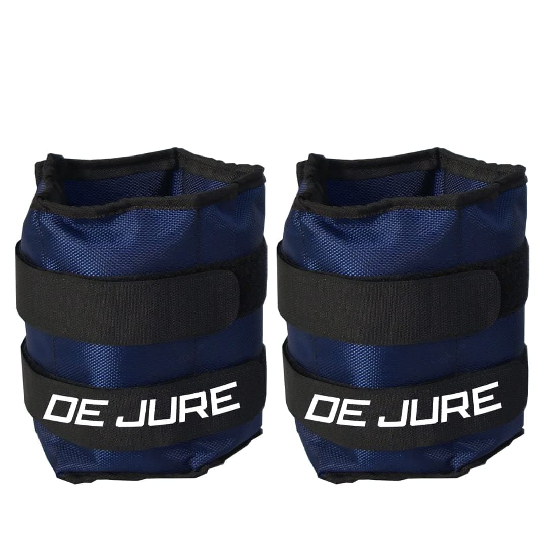 DE JURE FITNESS Ankle & Wrist Weight Pair, Adjustable Strap, 1.5KG Pair (1.5Kg x 2 = 3kg) (E) Blue