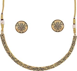 VOYLLA Enamelled Elegance Choker Jewellery Set, Ethnic Women Short Necklace Sets, Gift, Women's Gift, Valentine Gift