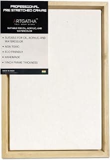 Pre-Stretched Canvas with 1 inch Wooden Frame for Painting 8x12 Inches - 380 GSM | Handmade Cotton Canvas for Acrylic, Oil & Watercolor | Suitable for Artists, Students & Beginners