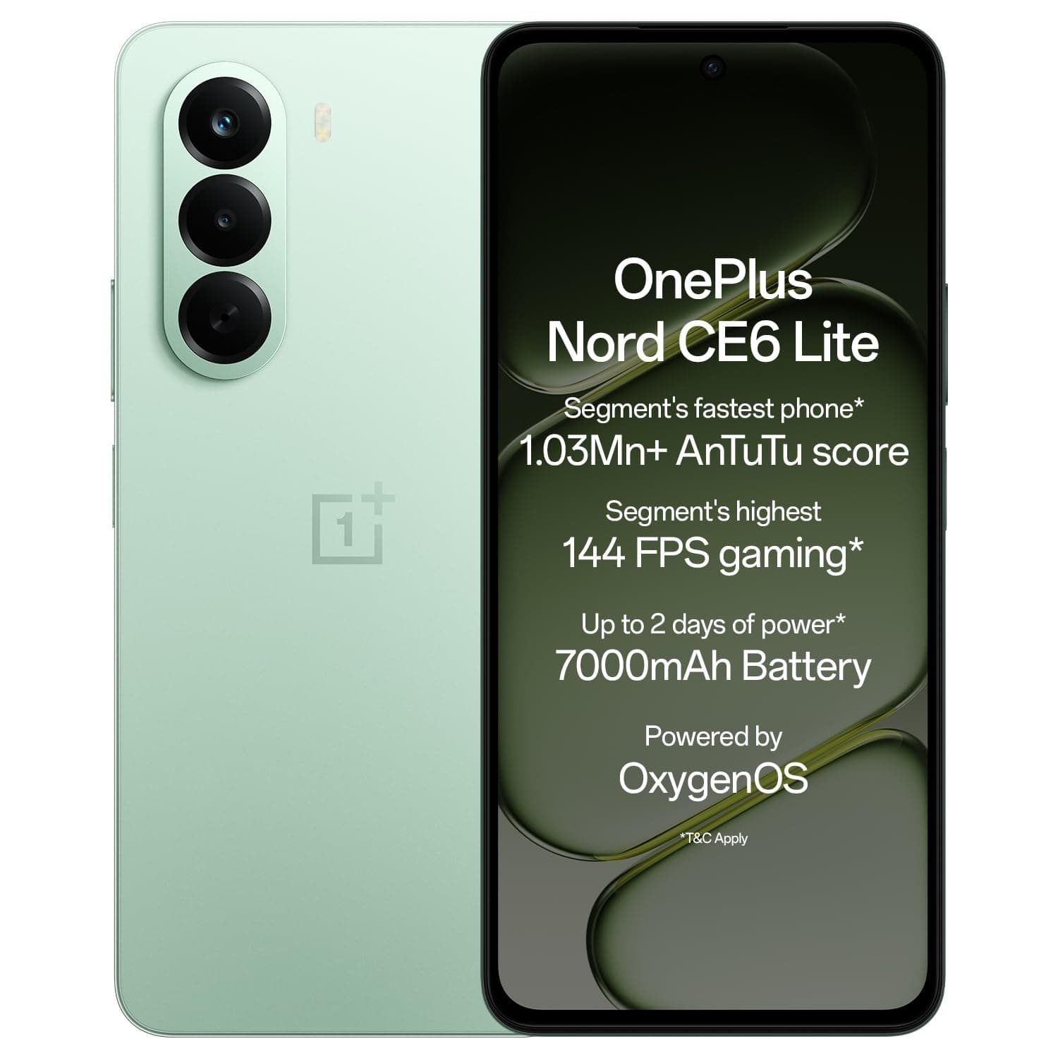 OnePlus Nord CE6 Lite | 8GB+128GB | Vivid Mint | Segment's Fastest Dimensity 7400 Apex Processor | 7000mAh Battery | Segment's Highest 144Hz Refresh Rate | 50MP Main Camera, 4K Video Recording