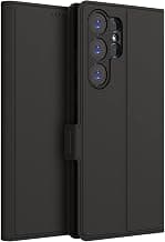 Kapa Noble Slim Magnetic Leather Flip Case Cover for Samsung Galaxy S23 Ultra,Card Holder Stand Leather Flip Wallet Case (Black)