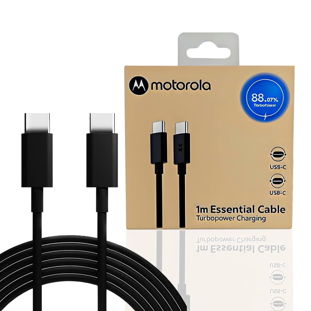 Motorola 68W Type C to C TurboPower Fast Charging Cable 1m for Moto Edge 60 50 40 30 Ultra Fusion Neo Pro Razr Stylus and Moto G85 G84 G64 G62 G54 G45 G35 G05 USB C PD Data Cord Black