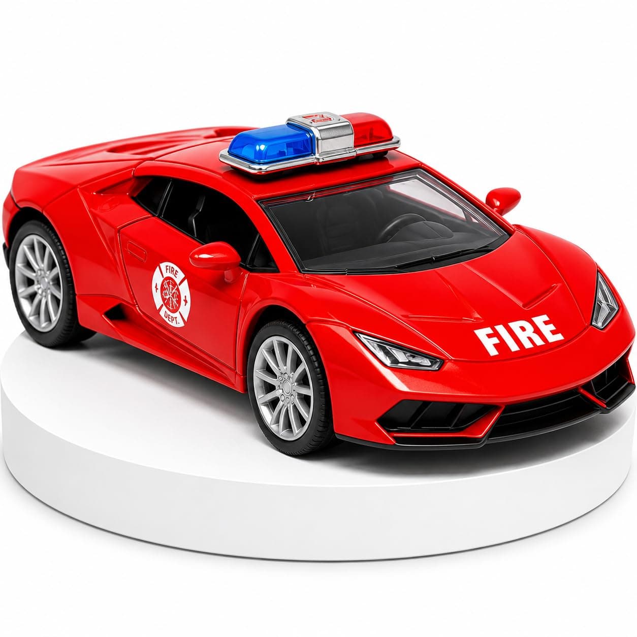 Diecast Toy Car for kids 1:36 Scale Model Metal Pull Back Sports Car Boys | Pull Back Action, Opening Doors, Die Cast Metal, Fire Brigade Rescue Vehicle, Mini Emergency Truck Model