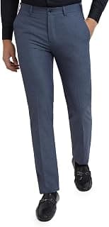 Raymond Men's Slim Fit Mid Rise Solid Pattern Polyester Viscose Blend Flat Front Trouser