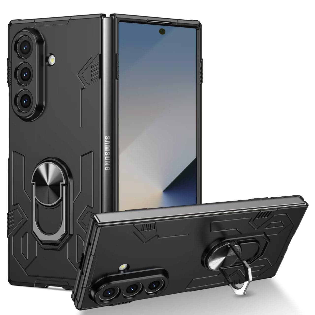 amazon basics Shield Armor Pro Case for Samsung Galaxy Z Fold 7 Ring Holder Stand Back Case Cover for Samsung Galaxy Z Fold 7 - Black