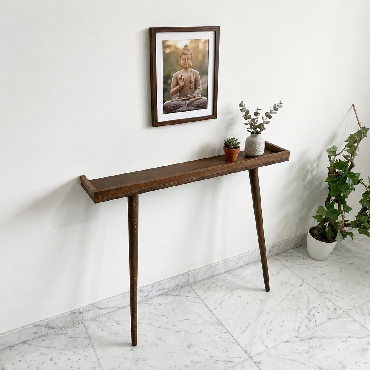 Craftsline 80cm Long Wooden Console Table for Living Room | Side Entrance Table for Home (80x20x80cm)