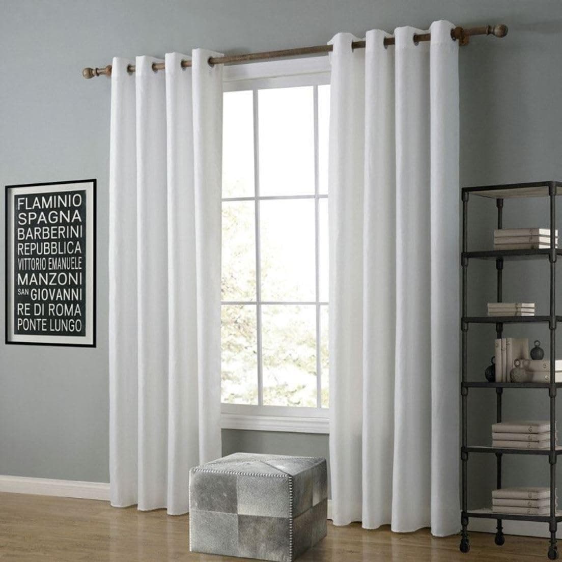 HFI Royal Silky Polyester Eyelet Window Curtain - 5 feet, White - 2 Piece