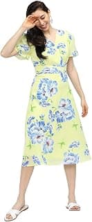Tokyo Talkies Women's Short Sleeves V-Neck Printed Dresses | Stylish Dresses | Casual Dresses