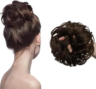 TEMPERIA Hair Accessories For Women Stylish - Juda Hair Buns - Messy Bun Hair Extension - Artificial Fake Donuts Maker Scrunchies - With Elastic Rubber band - Natural Brown - 1 Pc - (25GR)