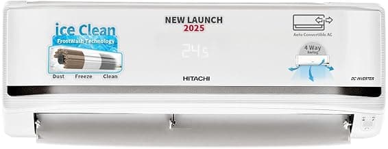 Hitachi 2 Ton 5 Star Xpandable+ Inverter Split AC (100% Copper, 4-Way Swing, ice Clean, Dust Filter, 5500STXL RAS.V522PCBISH1, White