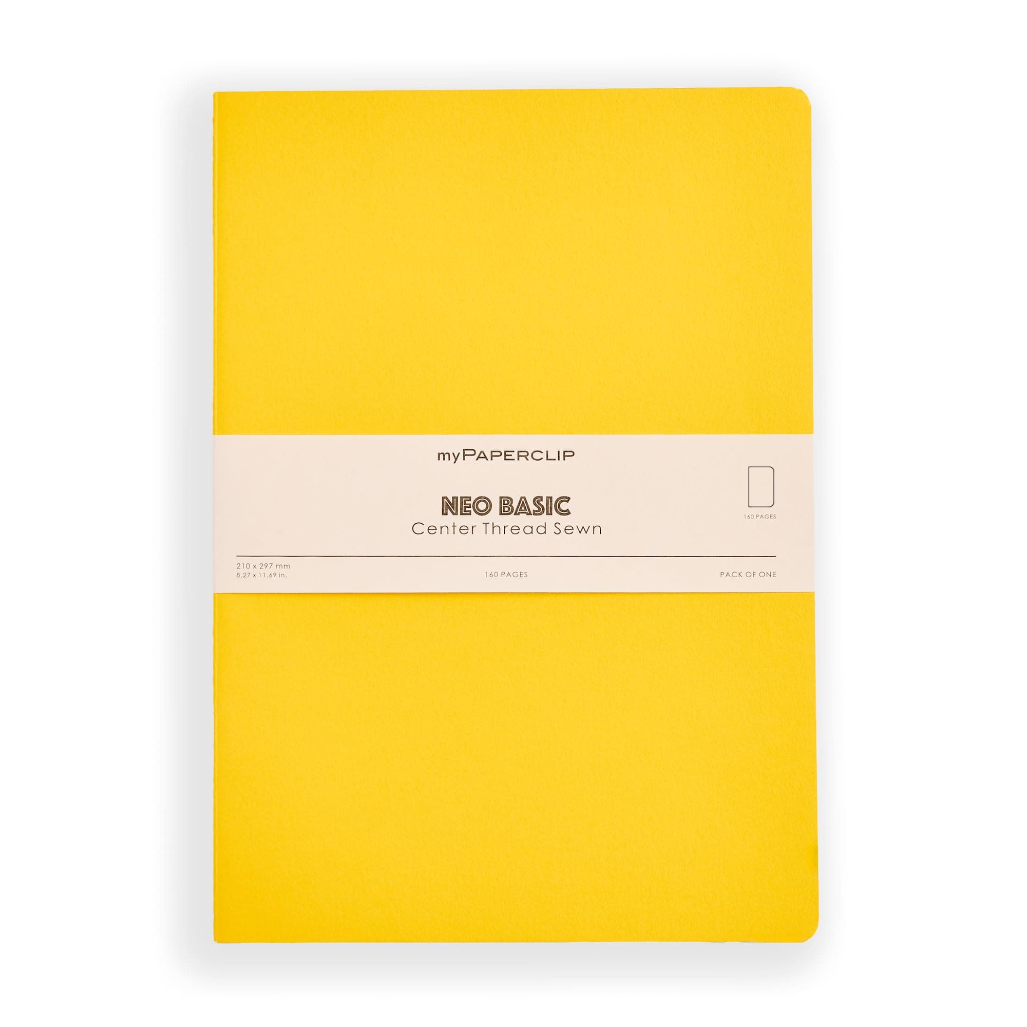 myPAPERCLIP NeoBasic A4 Unruled Notebook | 160 Pages, 80 GSM, 250 GSM Soft Cover, A4 (8.27 x 11.69 in) | Yellow