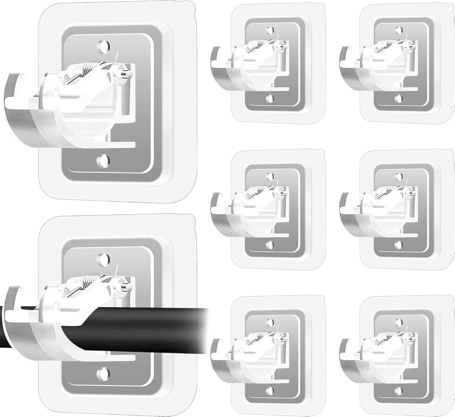 ELMVIA QARB No Drill Plastic Curtain Rod Brackets No Drilling Self Adhesive Curtain Rod Holder Hooks Nail Free Adjustable Curtain Rod Hooks Curtain Hangers (4PCS Transparent)