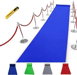 UR LITTLE SHOP Non Woven Carpets 6 Feet Width X 5 Feet Length_Blue Color_for Weddings_Party_Functions_Events_Hotels_Office_Home_Exhibition_Stage Decorations with 1 Cutter PR15