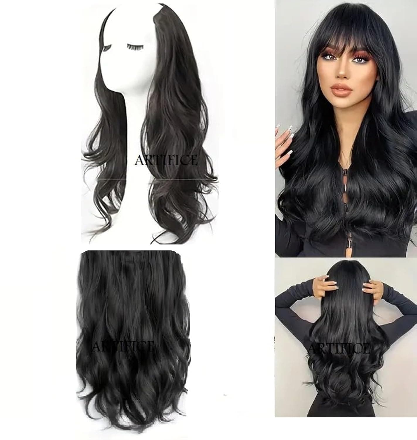Artifice® 5 Clips 24" Curly/Wavy Hair Extension Natural Black