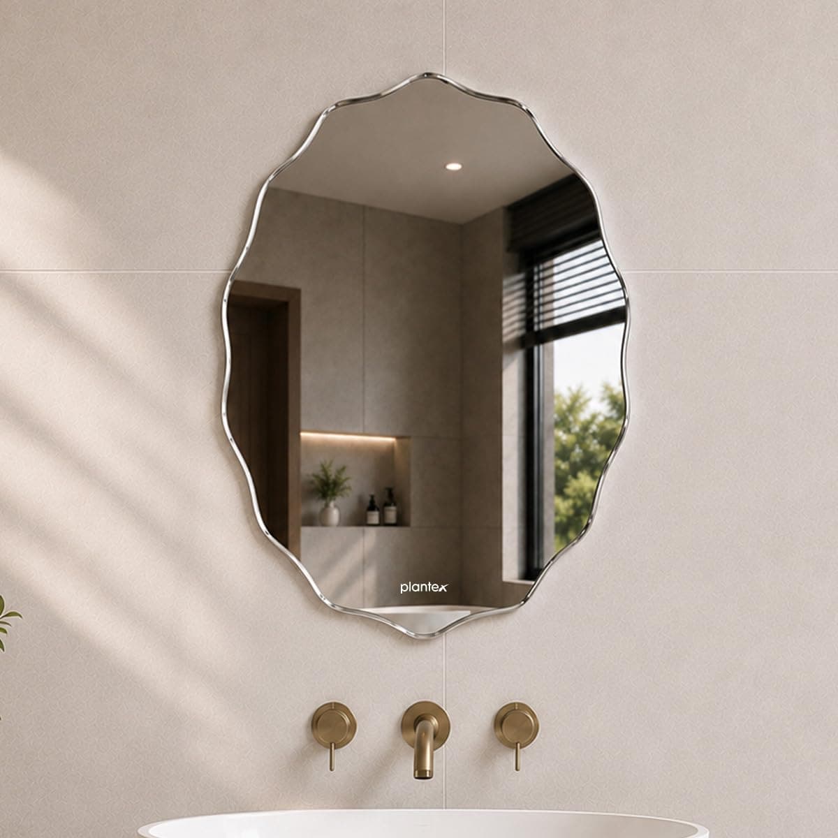 Plantex Frameless Oval Mirror for Wall/Mirror with Beveled Smooth Edges/Mirror for Bathroom/Dressing Room/Living Room/Bedroom/Entryway - (15 X 18 Inch)