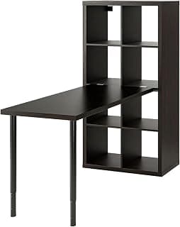 MARIAS KOMMERCE KALLAX/LAGKAPTEN Desk Combination, Black/Black-Brown, 77x159x147 cm (30 3/8x62 5/8x57 7/8 ")