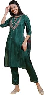 W for Woman Thread Embroidered Straight Kurta and Pants Set with Dupatta