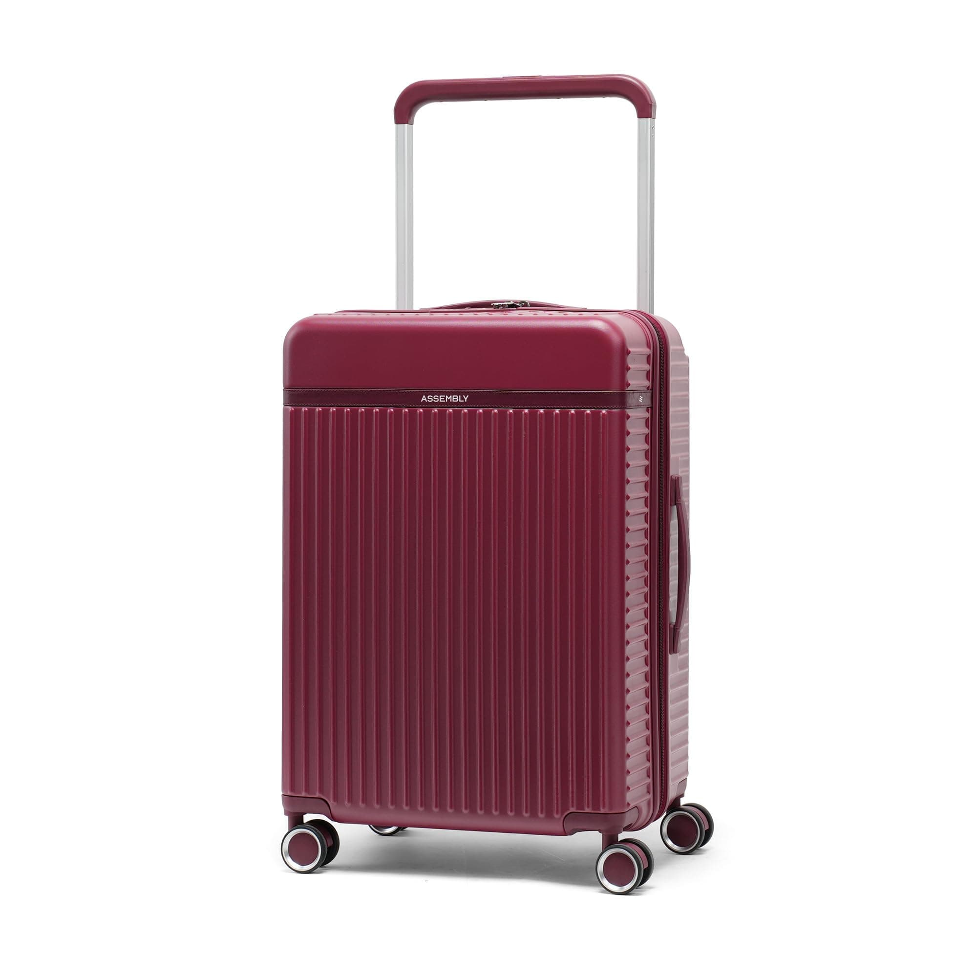 Assembly Rover 24 Inch Check-in Medium Trolley Bag Hard Shell Polycarbonate Suitcase Wide Trolley Design with TSA Lock 8 Spinner Wheels Red