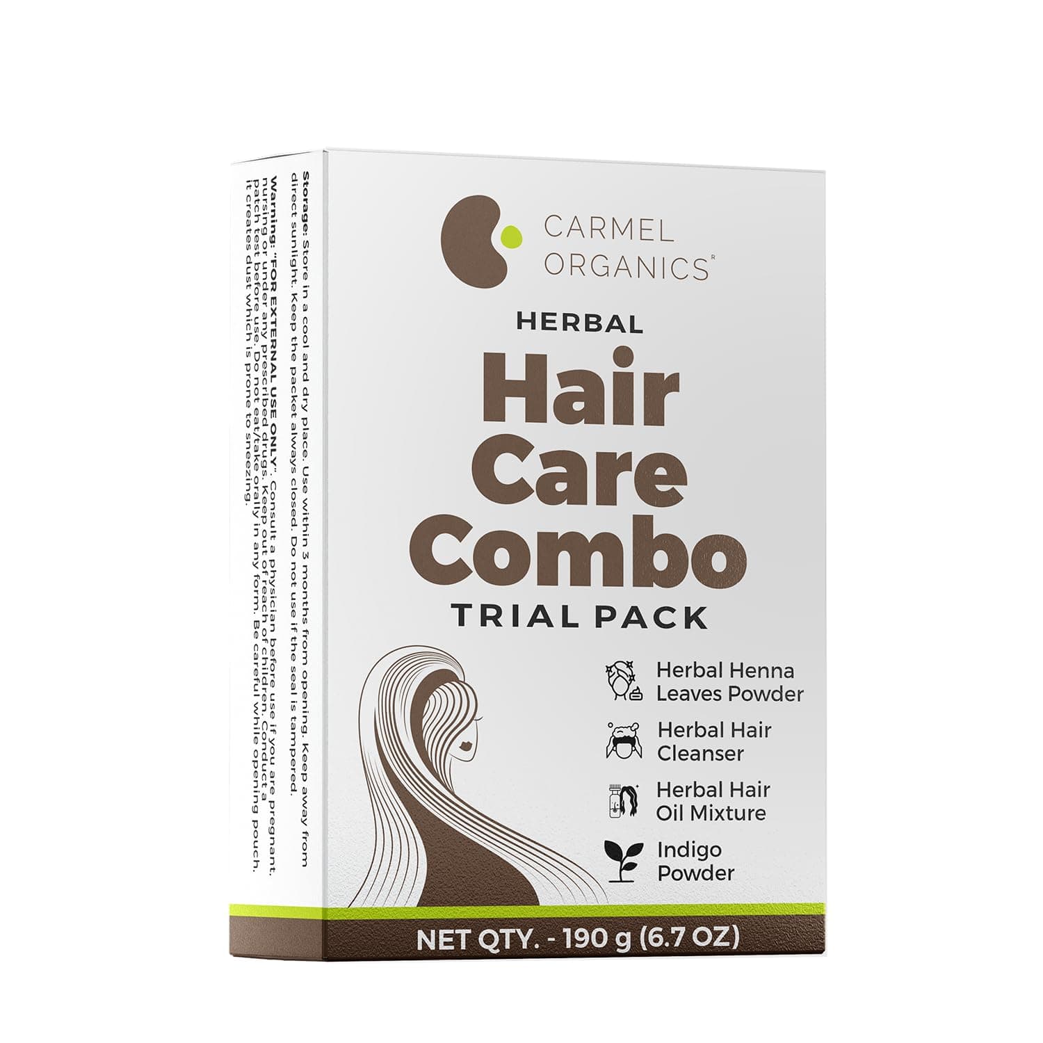 CARMEL ORGANICS Herbal Hair Care Trial Pack combo of 4 Natural Herbs, | 100% Pure & Natural, Hair Growth, Dandruff, and Shine, Mini Pack, Mighty Herbs