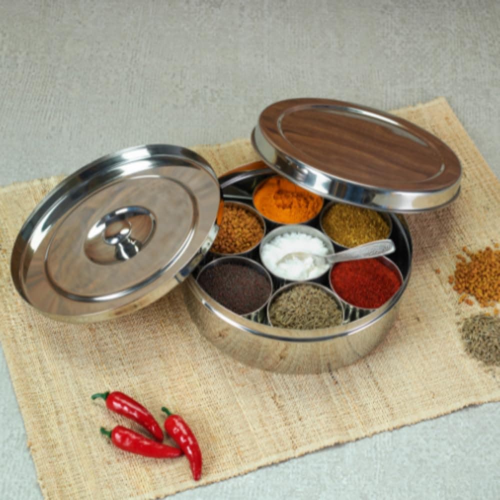 Vinod Stainless Steel Masala Dabba No.10, Diameter 6.5 inch