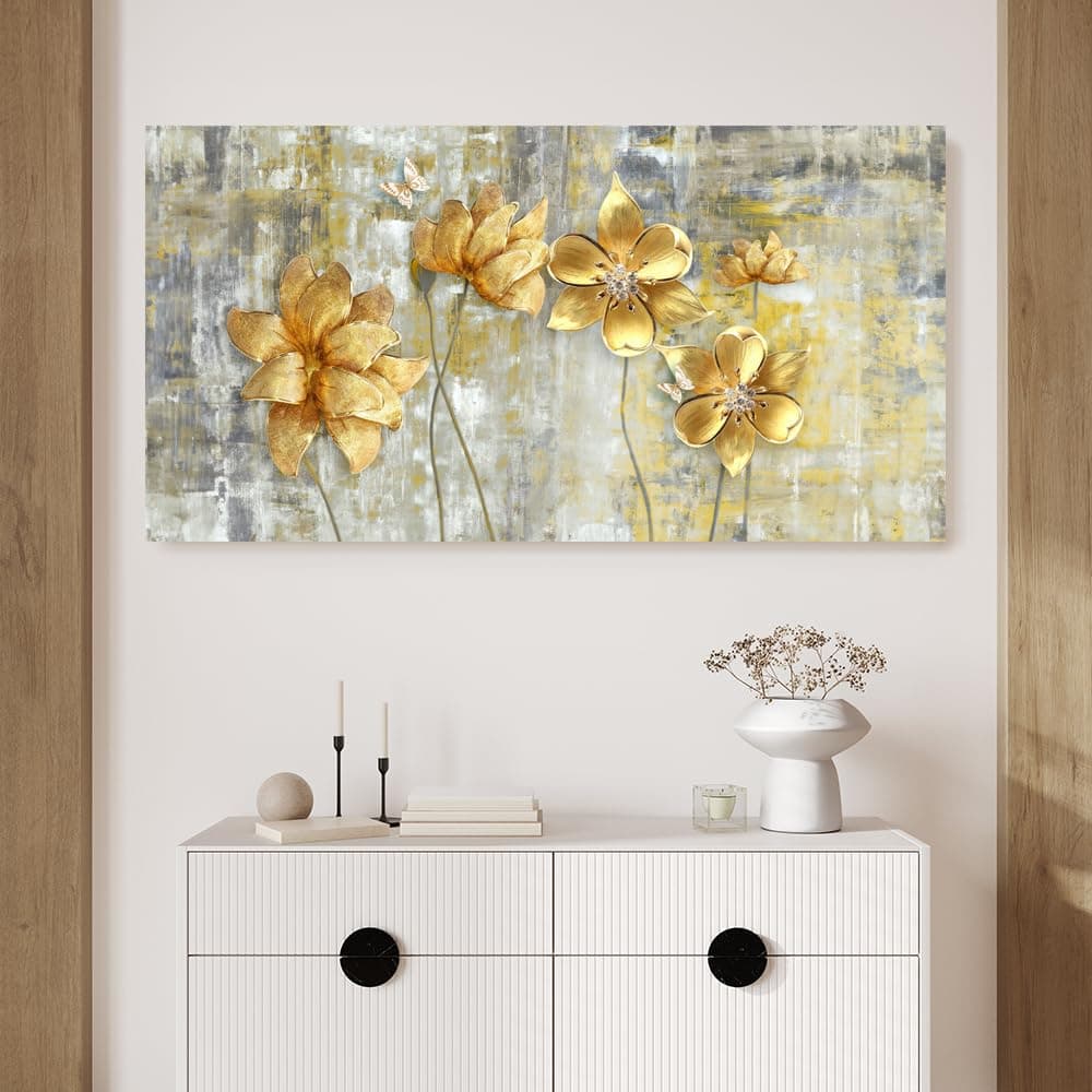 Wakefit Wall Painting, Whispering Breeze Canvas Wall Art, Wooden Framed Flowers Painting,Painting for Wall decoration, Wall Painting for Living Room, Modern Home Decor, Set of 1, (48 x 24 inch)