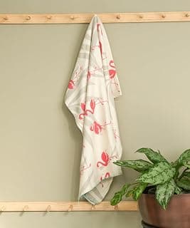 Thirsty Towel by Doctor Towels Bamboo Bath Towels 200 GSM | Quick Dry and Ultra Soft Bamboo Towels for Bath Large Size 140 x 70 cm | Antimicrobial Towels for Men & Women – Tropical Flamingo