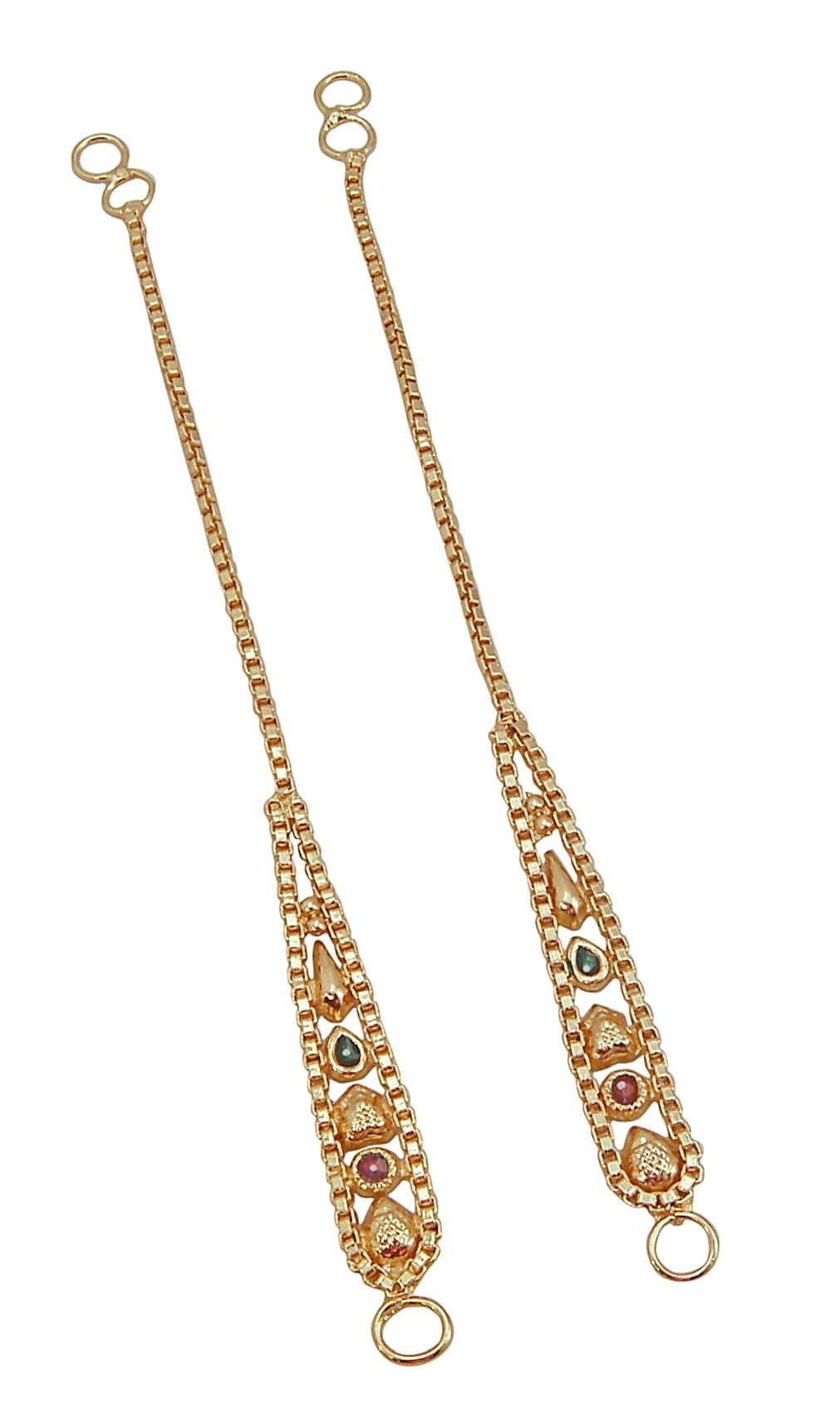 Shreyadzines gold plated self design ear chains/extensions/support chains for earrings for women