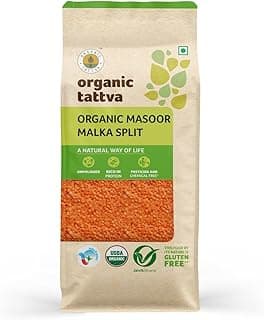 ORGANIC TATTVA Masoor Dal 500gms, Malka Split – Red Lentils for Everyday Cooking Masoor Dal, Soups, and Indian Meals