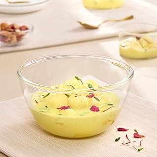 Borosil 500ml Serving & Mixing Bowl | Made in India Borosilicate Glass Bowl for Kitchen & Dinning | Bowl for Mixing Dough, Salad, Batter | Microwave & Dishwasher Safe (Transparent-1)