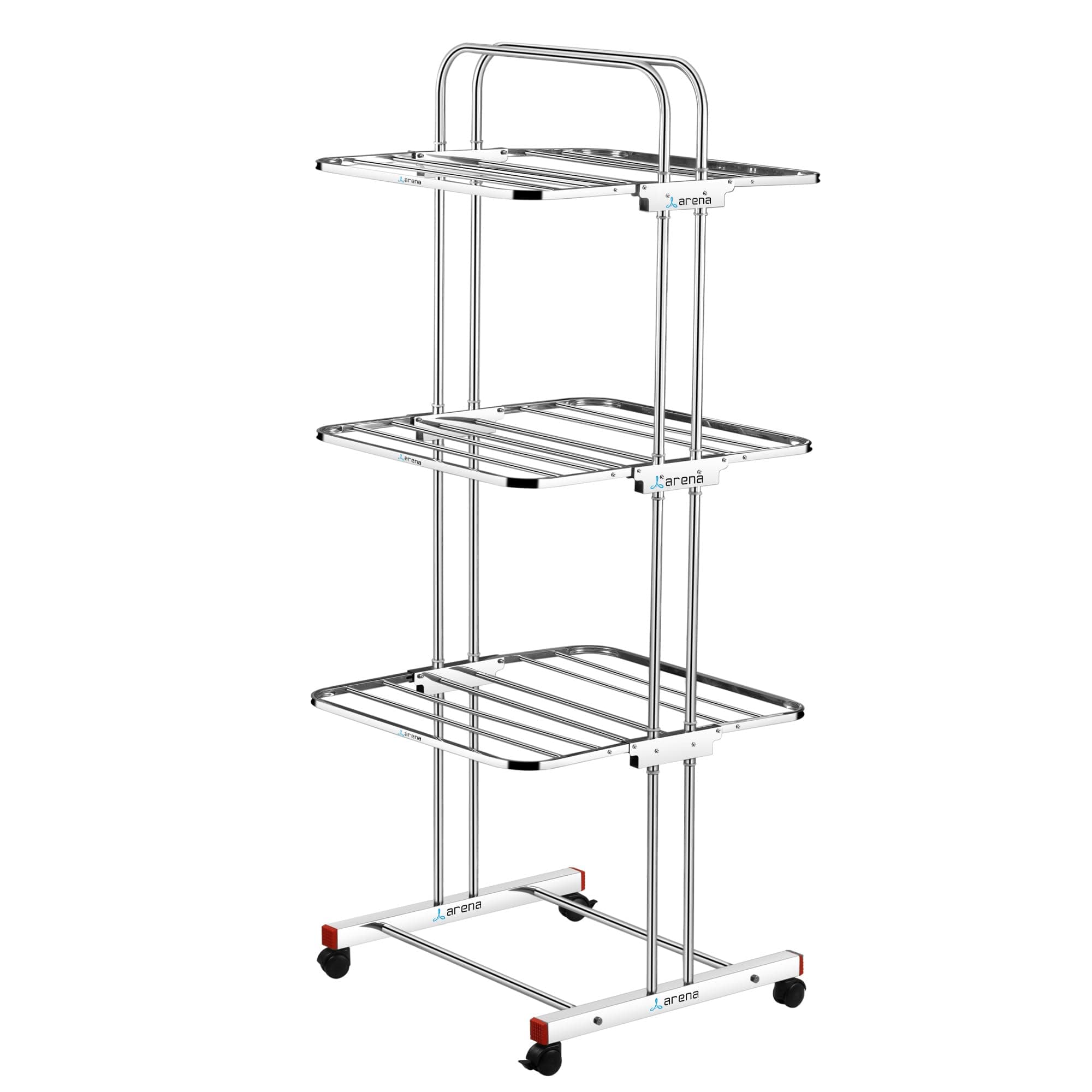 Arena Elite 3 Tier Clothes Drying Stand | Heavy Duty Cloth Stand for Drying Clothes Foldable | Full Stainless Steel Cloth Dryer Stand | 6 Folding Wings, Easy Assembly, Large Drying Area, Space Saving
