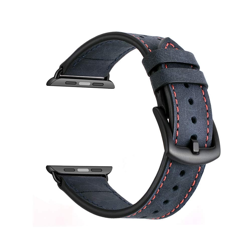Oboe 38/40mm Premium Genuine Leather Strap Vintage Style Replacement Band Compatible with Apple Watch iWatch Series 5/4/3/2/1 (Navy Blue)