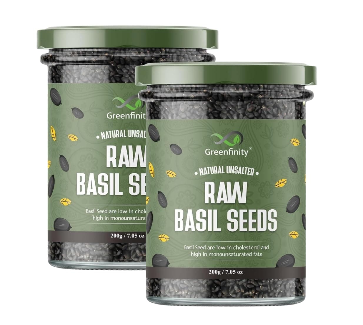 GreenFinity Basil/Sabja Seeds For Weight Loss-400G|Raw Seeds For Enhance Skin & Hair Health|Immunity Booster Healthy Diet Seeds 200 Gram [Pack Of 2]