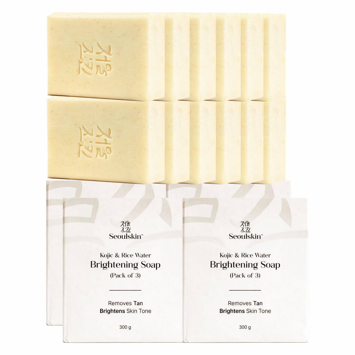 SeoulSkin Kojic & Rice Water Brightening Soap (Pack of 12) | Fades Dark Spots, Tan & Pigmentation | Glowing Skin | Paraben-Free | For Men & Women | All Skin Types