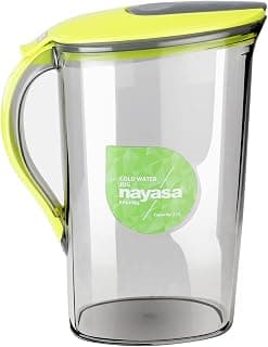 Nayasa Icon Jug – 2100 ML | BPA Free Plastic Water Jug with Lid | Leakproof & Sturdy Handle | Press Lock Opening | Glass Finish Design | Cold Water, Milk & Juice Storage Carafe – Green
