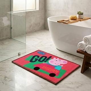 Athom Living Peppa Pig Designed Themed Kids Multicolor Premium Nylon Bathmat, with Latex Backing, Anti-Skid, 37 x 57 cm, Pack of 1